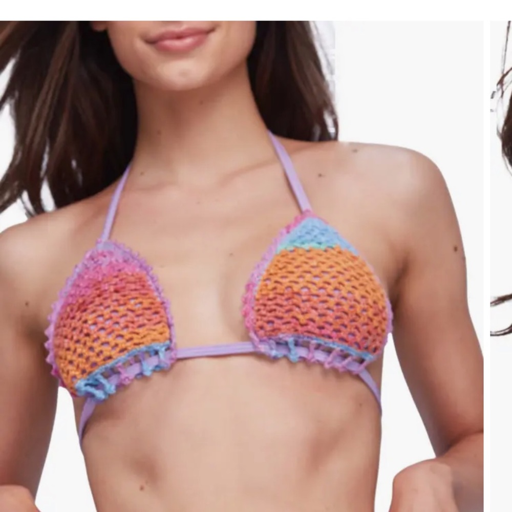 CAPITTANA Kendall Multicolor Crochet Bikini Top, SIZE LARGE